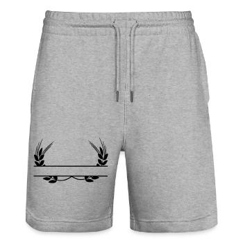 Logo grain products - Stanley/Stella Trainer Unisex Organic Jogging Shorts - heather grey - Front - Nik (191cm) & Marisol (170cm)