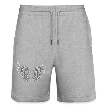 Angelwings ailes ange blanc - Short de jogging bio TRAINER Stanley/Stella unisexe - gris chiné - Devant - Nik (191cm) & Marisol (170cm)