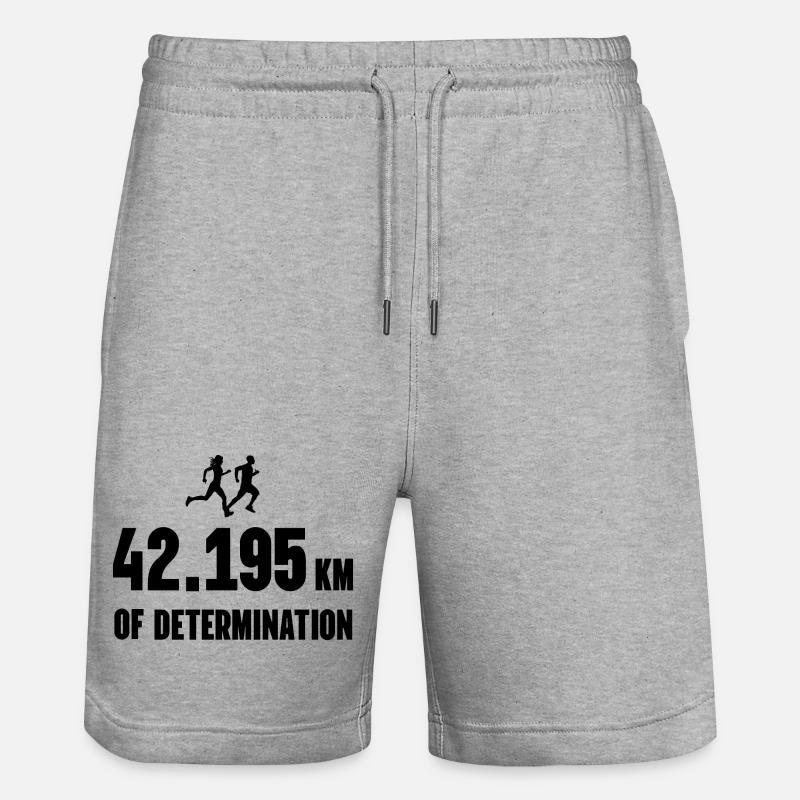 Marathon - 42,195 km de détermination - Short de jogging bio TRAINER Stanley/Stella unisexe - gris chiné
