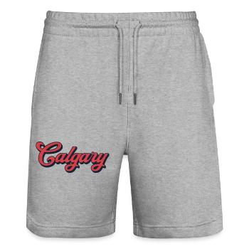 Calgary Lettering Canada – Typographie rétro - Short de jogging bio TRAINER Stanley/Stella unisexe - gris chiné - Devant - Nik (191cm) & Marisol (170cm)