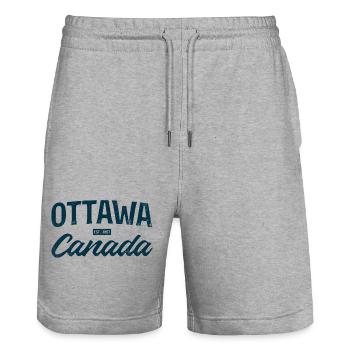 Ottawa Canada Est1867 Vintage - Short de jogging bio TRAINER Stanley/Stella unisexe - gris chiné - Devant - Nik (191cm) & Marisol (170cm)