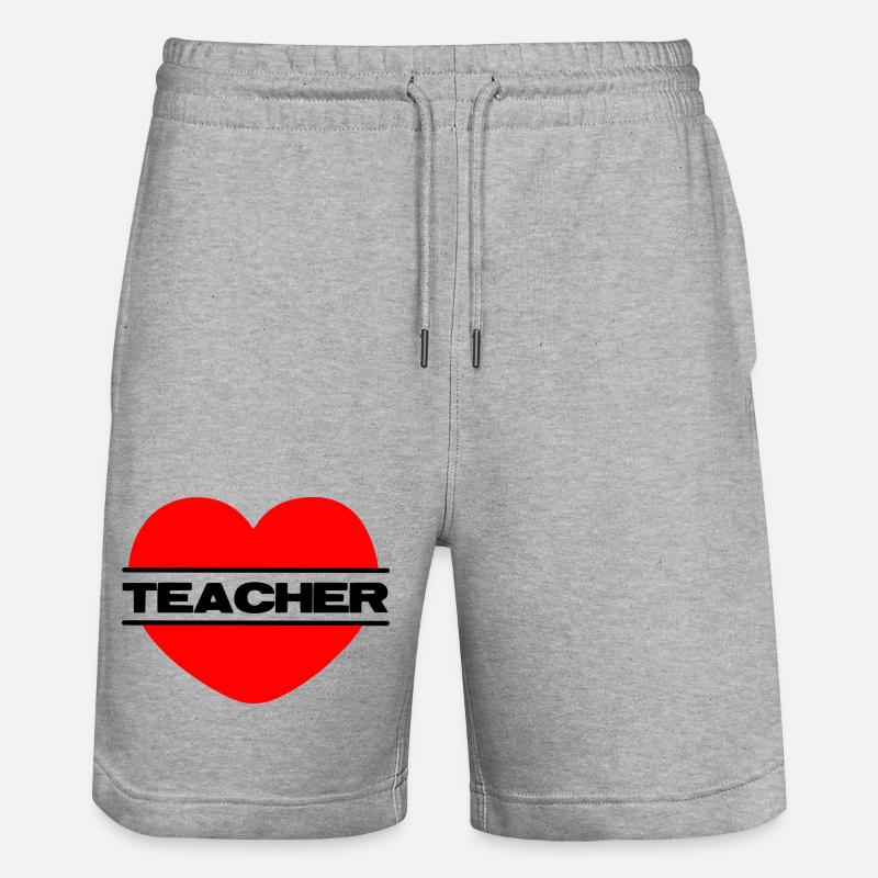 Je t’aime coeur 041 enseignant - Short de jogging bio TRAINER Stanley/Stella unisexe - gris chiné