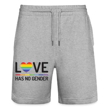 Pride Month - Love Has No Gender - Stanley/Stella Trainer Unisex Organic Jogging Shorts - heather grey - Front - Nik (191cm) & Marisol (170cm)