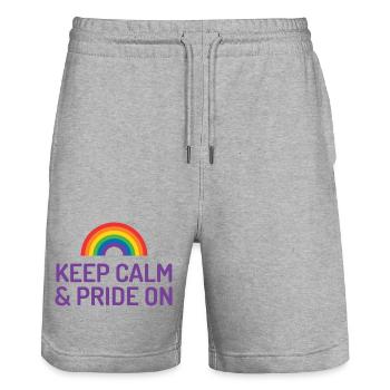 Pride Month - Keep Calm and Pride On - Stanley/Stella Trainer Unisex Organic Jogging Shorts - heather grey - Front - Nik (191cm) & Marisol (170cm)
