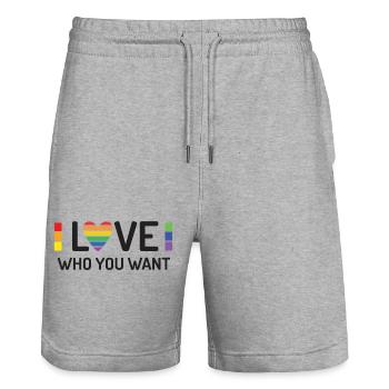 Pride Month - Liebe, wen du willst - Stanley/Stella Unisex Bio Joggingshorts Trainer  - Grau meliert - Vorne - Nik (191cm) & Marisol (170cm)