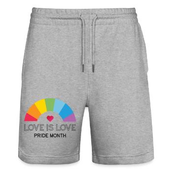 Love is Love. Pride Month. - Stanley/Stella Trainer Unisex Organic Jogging Shorts - heather grey - Front - Nik (191cm) & Marisol (170cm)