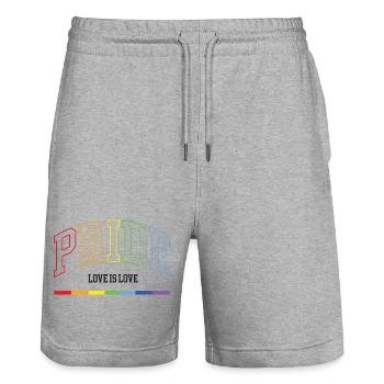 Stolz. Liebe ist Liebe - Stanley/Stella Unisex Bio Joggingshorts Trainer  - Grau meliert - Vorne - Nik (191cm) & Marisol (170cm)
