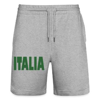 Italia Flag Italian Italy Italiano - Stanley/Stella Trainer Unisex Organic Jogging Shorts - heather grey - Front - Nik (191cm) & Marisol (170cm)