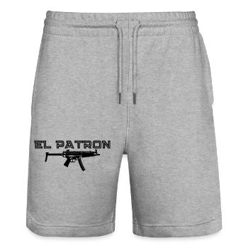 El Patron – Latino Style Print - Stanley/Stella Trainer Unisex Organic Jogging Shorts - heather grey - Front - Nik (191cm) & Marisol (170cm)