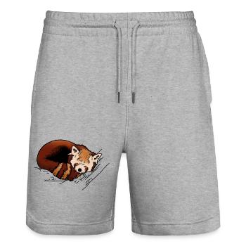 Red panda - Stanley/Stella Trainer Unisex Organic Jogging Shorts - heather grey - Front - Nik (191cm) & Marisol (170cm)