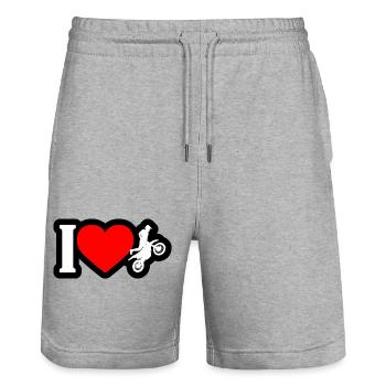 I Heart Motocross Jump - Stanley/Stella Trainer Unisex Organic Jogging Shorts - heather grey - Front - Nik (191cm) & Marisol (170cm)