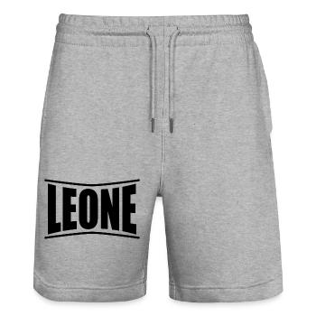 T-Shirt Name Leone T-Shirt Geschenkidee - Stanley/Stella Unisex Bio Joggingshorts Trainer  - Grau meliert - Vorne - Nik (191cm) & Marisol (170cm)