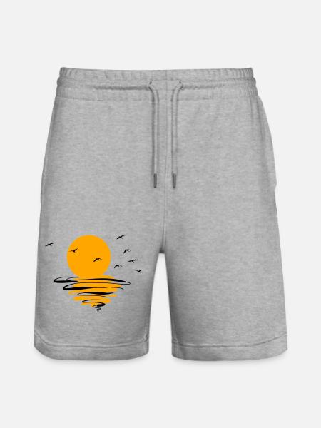 Wild Geese Cranes Spring - Stanley/Stella Trainer Unisex Organic Jogging Shorts - heather grey