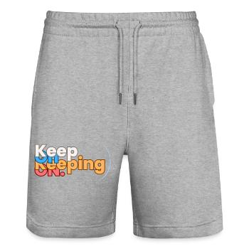 Motivational and Inspirational quote. Keep on ! - Stanley/Stella Trainer Unisex Organic Jogging Shorts - heather grey - Front - Nik (191cm) & Marisol (170cm)