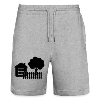 Gazebo gardener - Stanley/Stella Trainer Unisex Organic Jogging Shorts - heather grey - Front - Nik (191cm) & Marisol (170cm)