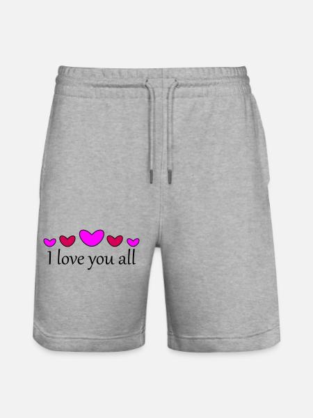 I love you all - Stanley/Stella Trainer Unisex Organic Jogging Shorts - heather grey