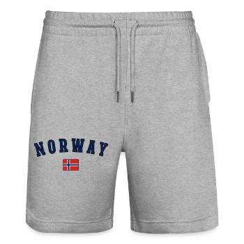 Drapeau norvégien, fierté norvégienne - Short de jogging bio TRAINER Stanley/Stella unisexe - gris chiné - Devant - Nik (191cm) & Marisol (170cm)