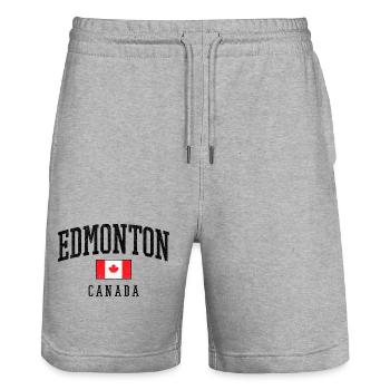 Edmonton Kanada Flagge – Urban Vintage Look - Stanley/Stella Unisex Bio Joggingshorts Trainer  - Grau meliert - Vorne - Nik (191cm) & Marisol (170cm)