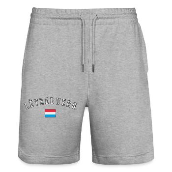 Flag of Luxembourg, Luxembourg pride - Stanley/Stella Trainer Unisex Organic Jogging Shorts - heather grey - Front - Nik (191cm) & Marisol (170cm)