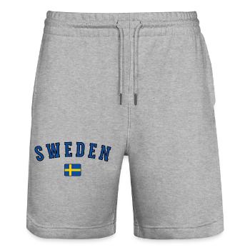 Drapeau de la Suède, fierté suédoise - Short de jogging bio TRAINER Stanley/Stella unisexe - gris chiné - Devant - Nik (191cm) & Marisol (170cm)