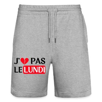 Je n'aime pas le lundi - Version noire - Short de jogging bio TRAINER Stanley/Stella unisexe - gris chiné - Devant - Nik (191cm) & Marisol (170cm)