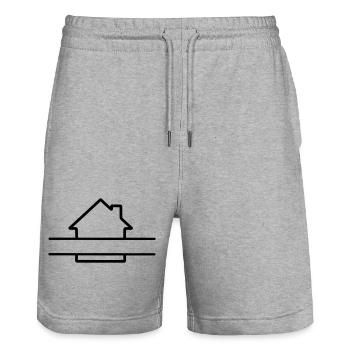 Haus einfaches langes Textbanner - Stanley/Stella Unisex Bio Joggingshorts Trainer  - Grau meliert - Vorne - Nik (191cm) & Marisol (170cm)