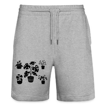 Houseplants five - Stanley/Stella Trainer Unisex Organic Jogging Shorts - heather grey - Front - Nik (191cm) & Marisol (170cm)