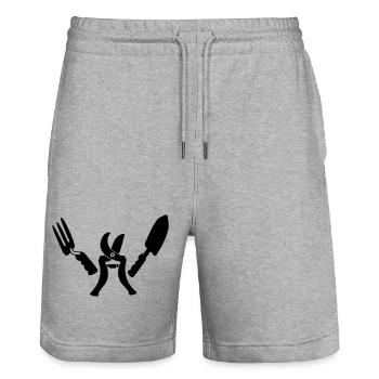 Gartengärtner bereit - Stanley/Stella Unisex Bio Joggingshorts Trainer  - Grau meliert - Vorne - Nik (191cm) & Marisol (170cm)