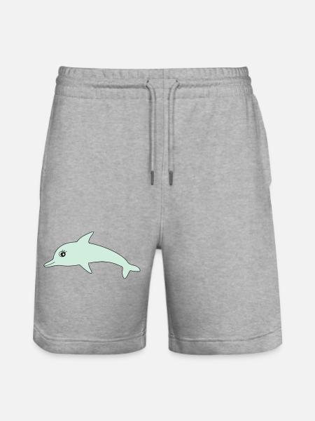 Dolphin Dolphins - Stanley/Stella Trainer Unisex Organic Jogging Shorts - heather grey