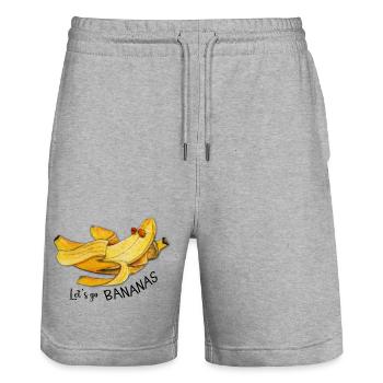 Let's go Bananas Watercolor Funny Quote - Stanley/Stella Trainer Unisex Organic Jogging Shorts - heather grey - Front - Nik (191cm) & Marisol (170cm)