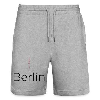 Berliner Fernsehturm Silhouette - Stanley/Stella Unisex Bio Joggingshorts Trainer  - Grau meliert - Vorne - Nik (191cm) & Marisol (170cm)