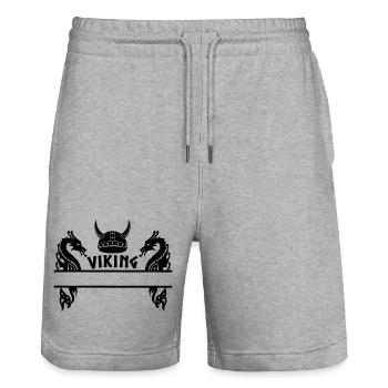 Plaque signalétique du casque de dragon viking - Short de jogging bio TRAINER Stanley/Stella unisexe - gris chiné - Devant - Nik (191cm) & Marisol (170cm)