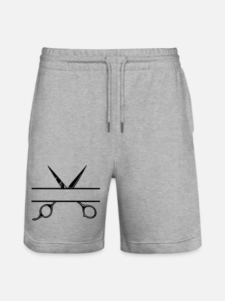 Texte bannière logo coiffeur ouvrir ciseaux - Short de jogging bio TRAINER Stanley/Stella unisexe - gris chiné