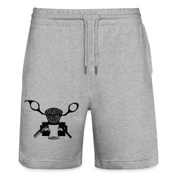 Schere, Rasierpinsel, Rasierklinge - Stanley/Stella Unisex Bio Joggingshorts Trainer  - Grau meliert - Vorne - Nik (191cm) & Marisol (170cm)