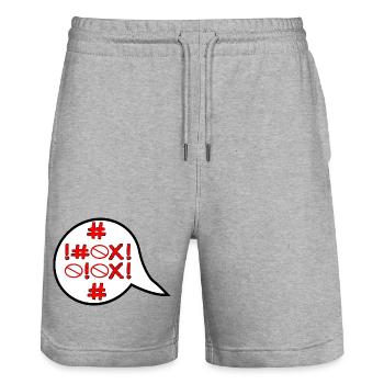 FORBIDDEN - ANGRY ANGER - EMOTIONS - Stanley/Stella Trainer Unisex Organic Jogging Shorts - heather grey - Front - Nik (191cm) & Marisol (170cm)