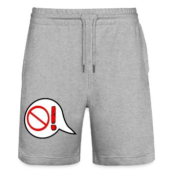 PROHIBITION SIGNS TRAFFIC - ESCALATION ANGER SAYINGS - Stanley/Stella Trainer Unisex Organic Jogging Shorts - heather grey - Front - Nik (191cm) & Marisol (170cm)