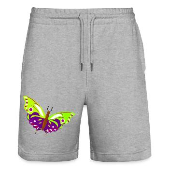 Mehrfarbige Schmetterlingsillustration - Stanley/Stella Unisex Bio Joggingshorts Trainer  - Grau meliert - Vorne - Nik (191cm) & Marisol (170cm)