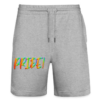 SCHRIFTZUG PRIDE - LGBTQ COMMUNITY - Stanley/Stella Unisex Bio Joggingshorts Trainer  - Grau meliert - Vorne - Nik (191cm) & Marisol (170cm)