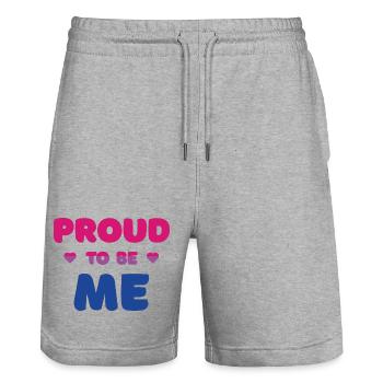 Bisexual Pride to Be Me - Mois de la fierté - Short de jogging bio TRAINER Stanley/Stella unisexe - gris chiné - Devant - Nik (191cm) & Marisol (170cm)