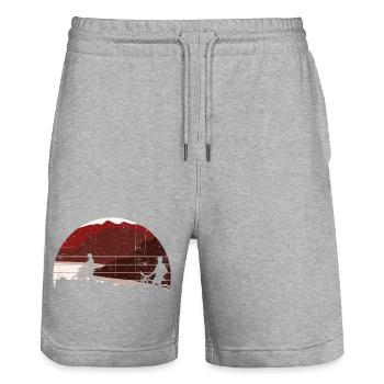 Sunset Riders Silhouette - Stanley/Stella Unisex Bio Joggingshorts Trainer  - Grau meliert - Vorne - Nik (191cm) & Marisol (170cm)
