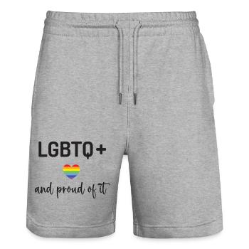 Pride Month - LGBTQ+ und stolz darauf - Stanley/Stella Unisex Bio Joggingshorts Trainer  - Grau meliert - Vorne - Nik (191cm) & Marisol (170cm)
