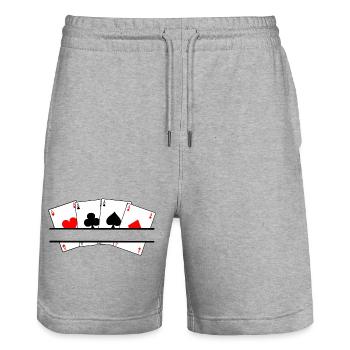 Textbanner mit vier Assen - Stanley/Stella Unisex Bio Joggingshorts Trainer  - Grau meliert - Vorne - Nik (191cm) & Marisol (170cm)
