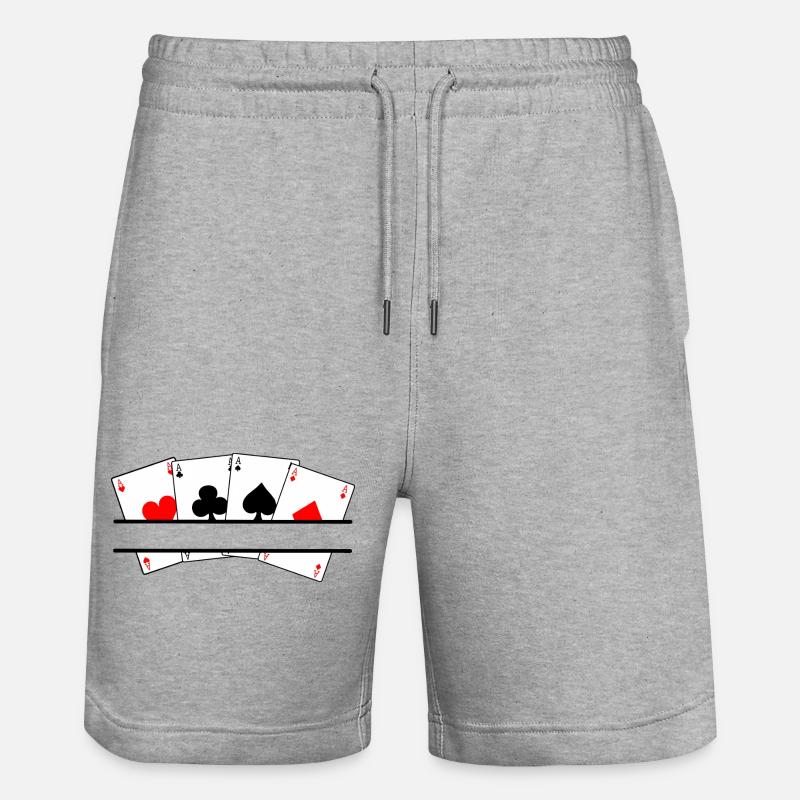 Textbanner mit vier Assen - Stanley/Stella Unisex Bio Joggingshorts Trainer  - Grau meliert