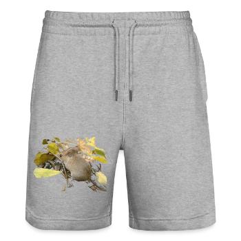 mouse in foliage - Stanley/Stella Trainer Unisex Organic Jogging Shorts - heather grey - Front - Nik (191cm) & Marisol (170cm)