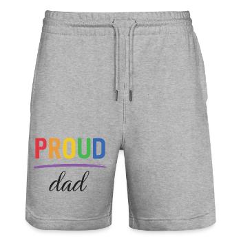 LGBT Proud Dad - Pride Month - Stanley/Stella Trainer Unisex Organic Jogging Shorts - heather grey - Front - Nik (191cm) & Marisol (170cm)