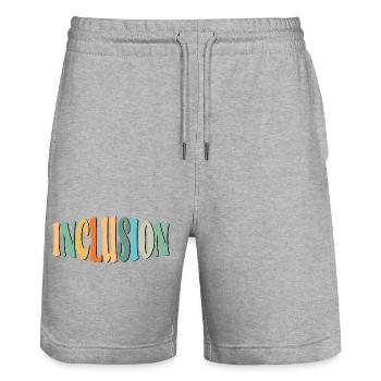 INKLUSIONSBESCHRIFTUNG - DIVERSITÄT - GLEICHBERECHTIGUNG - Stanley/Stella Unisex Bio Joggingshorts Trainer  - Grau meliert - Vorne - Nik (191cm) & Marisol (170cm)