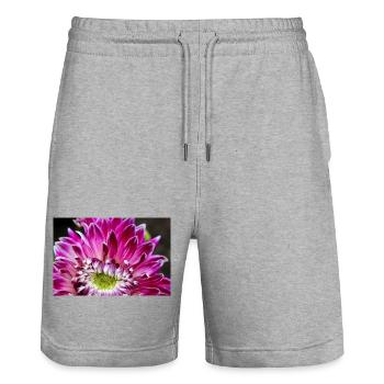 pink dahlia blossom pink flower poster - Stanley/Stella Trainer Unisex Organic Jogging Shorts - heather grey - Front - Nik (191cm) & Marisol (170cm)