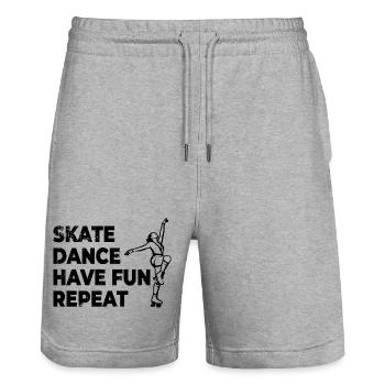 Skating, dancing, having fun, repeating - Stanley/Stella Trainer Unisex Organic Jogging Shorts - heather grey - Front - Nik (191cm) & Marisol (170cm)