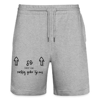 So sieht ein richtig geiler Typ aus - Stanley/Stella Unisex Bio Joggingshorts Trainer  - Grau meliert - Vorne - Nik (191cm) & Marisol (170cm)