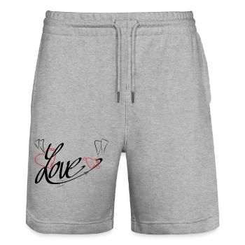 Love - Stanley/Stella Unisex Bio Joggingshorts Trainer  - Grau meliert - Vorne - Nik (191cm) & Marisol (170cm)